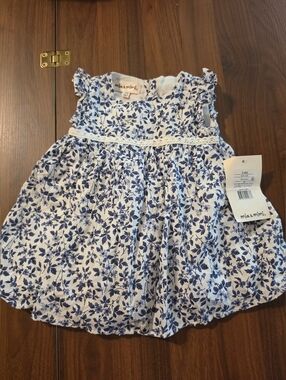 mia & mimi Blue Floral Ruffle Sleeve Baby Dress